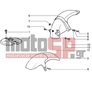 Gilera - RUNNER VX < 2005 - Body Parts - Fender front and back - 184142 - Πλάκα ελαστική
