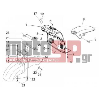 PIAGGIO - BEVERLY 400 IE E3 2006 - Body Parts - Apron radiator - Feather - 60171100F2 - ΦΤΕΡΟ ΜΠΡΟΣ BEVERLY FL ΓΚΡΙ EXCAL 738/A