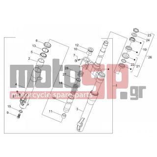 PIAGGIO - CARNABY 200 4T E3 2008 - Suspension - Fork / bottle steering - Complex glasses - 497186 - ΦΥΣΙΓΓΙ ΠΙΡ BEVERLY