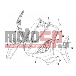PIAGGIO - FLY 100 4T 2009 - Body Parts - mask front - 6219800087 - ΠΟΔΙΑ ΜΠΡ FLY 50/125/150 ΛΕΥΚΟ 724