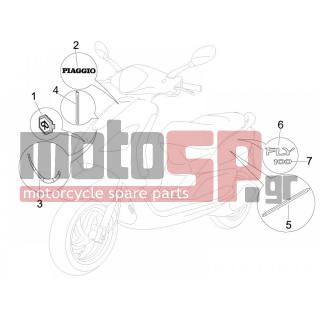 PIAGGIO - FLY 100 4T 2014 - Body Parts - Signs and stickers - 655436 - ΚΟΡΝΙΖΑ ΠΟΔΙΑΣ ΜΠΡΟΣ FLY ΚΕΝΤΡ ΧΡΩΜΙΟ 08