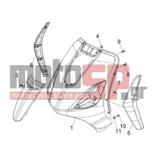 PIAGGIO - FLY 150 4T 2007 - Body Parts - mask front - 6219800087 - ΠΟΔΙΑ ΜΠΡ FLY 50/125/150 ΛΕΥΚΟ 724