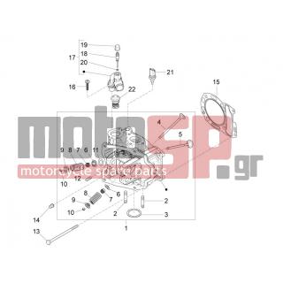 PIAGGIO - BEVERLY 125 RST 4T 4V IE E3 2015 - Engine/Transmission - Group head - valves - 430045 - ΒΙΔΑ ΡΑΚΟΡ ΚΕΦ SCOOTER ΥΔΡ-NEXUS 500