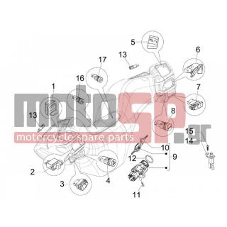 PIAGGIO - MP3 125 IE 2008 - Electrical - Switchgear - Switches - Buttons - Switches - 654165 - ΚΛΕΙΔΑΡΙΑ ΤΙΜ MP3 400 ΣΕΤ