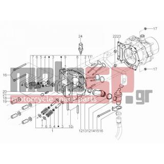 PIAGGIO - X10 500 4T 4V I.E. E3 2012 - Engine/Transmission - Group head - valves - 840062 - ΒΑΣΗ ΚΟΛΑΡΟΥ Χ9 EVO-NEXUS 500