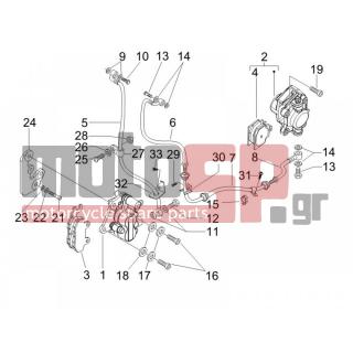 PIAGGIO - X8 200 2005 - Brakes - brake lines - Brake Calipers - 136916 - ΛΑΜΑΚΙ ΣΤΗΡ ΜΑΡΚ ΠΙΣΩ ΦΡ MP3-XEVO-X9
