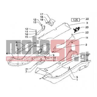 PIAGGIO - X9 125 SL < 2005 - Body Parts - SIDE-COVER SPOILER - 57557150V3 - ΚΑΠΑΚΙ ΜΠΑΤΑΡΙΑΣ Χ9 ΠΡΑΣ 386