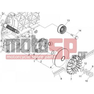Vespa - GT 250 IE 60° E3 2006 - Engine/Transmission - driving pulley - 842870 - ΡΑΟΥΛΑ ΒΑΡ SCOOTER 250 ΠΡΑΣΙΝΑ (Χ6 ΤΕΜ)