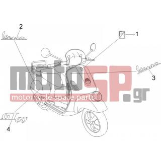 Vespa - GT 250 IE 60° E3 2006 - Εξωτερικά Μέρη - Signs and stickers - 652974 - ΣΗΜΑ VESPA 