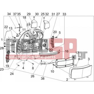 Vespa - GT 250 IE 60° E3 2007 - Body Parts - Storage Front - Extension mask - 259372 - ΒΙΔΑ M4,2X24 mm