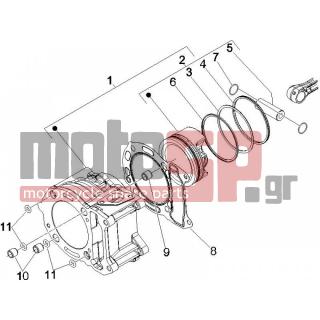 Vespa - GTS 250 ABS 2007 - Engine/Transmission - Complex cylinder-piston-pin - 875114 - ΦΛΑΝΤΖΑ ΚΥΛΙΝΔΡΟΥ SCOOTER 125300 0,8mm