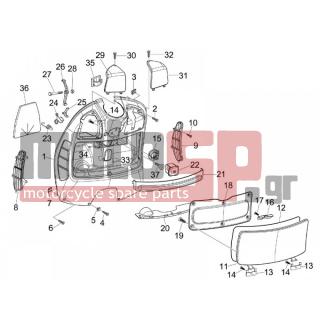 Vespa - GTS 300 IE TOURING 2011 - Body Parts - Storage Front - Extension mask - 575249 - ΒΙΔΑ M6x22 ΜΕ ΑΠΟΣΤΑΤΗ
