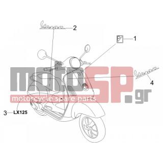 Vespa - LX 125 4T E3 2009 - Body Parts - Signs and stickers - 656223 - ΣΗΜΑ ΠΛΕΥΡΟΥ VESPA 