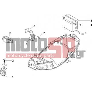 Vespa - LX 125 4T IE E3 2009 - Electrical - Relay - Battery - Horn - 58115R - ΡΕΛΕ ΜΙΖΑΣ BE-RU FL-GT-Χ7-X8 12V-80Amp