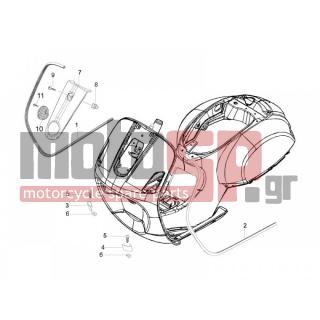 Vespa - LX 125 4T IE E3 TOURING 2011 - Body Parts - mask front - 657587 - ΓΡΙΛΙΑ ΜΟΥΤΣΟΥΝΑΣ VESPA LX 50150 MY10>