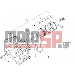 Vespa - S 125 4T IE E3 COLLEGE 2009 - Engine/Transmission - Complex cylinder-piston-pin - 827108 - ΠΙΣΤΟΝΙ R3 SCOOTER 125 4T 98΄-09΄ 57,6mm
